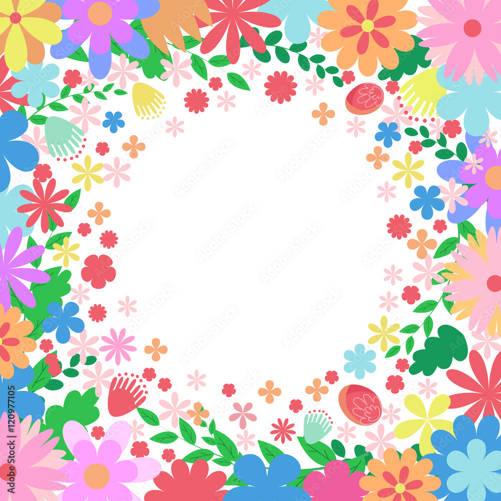 Floral Frame .Set of flowers and floral elements isolated