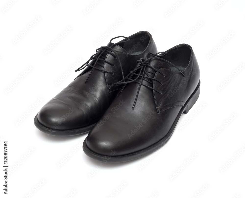 black men's shoes on a white background