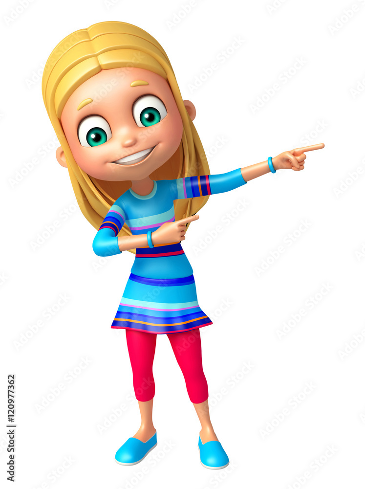 kid girl with Pointing Pose kid girl with Pointing Pose