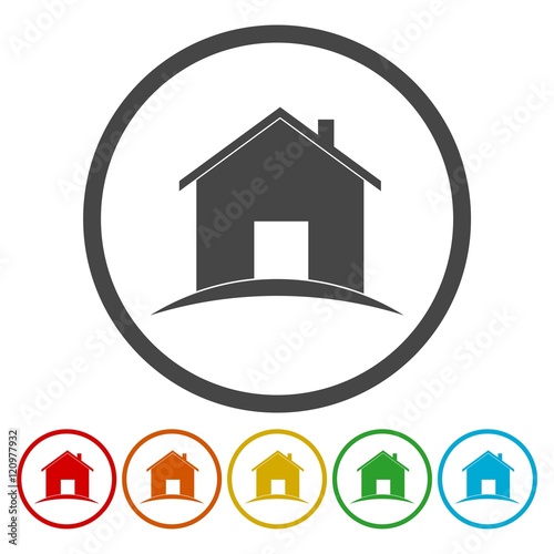 Home icon. House building sign. Real estate symbol.