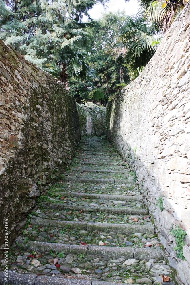 Typical old alley on Lake Maggiore, Italy