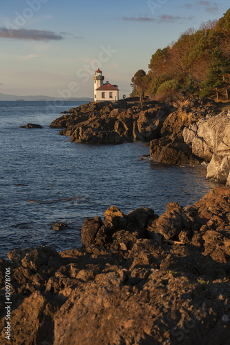 Lime Kiln Lighthouse. The Lime Kiln Light is a functioning navigational aid located on Lime Kiln Point overlooking Dead Man's Bay on the western side of San Juan Island, San Juan County, Washington.