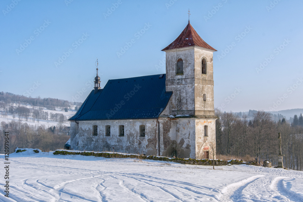 The church in snowy landscape