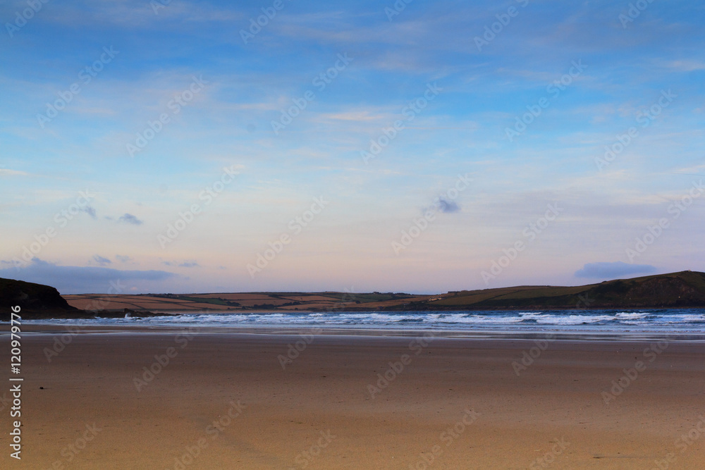 Early morning view over the beach at Polzeath