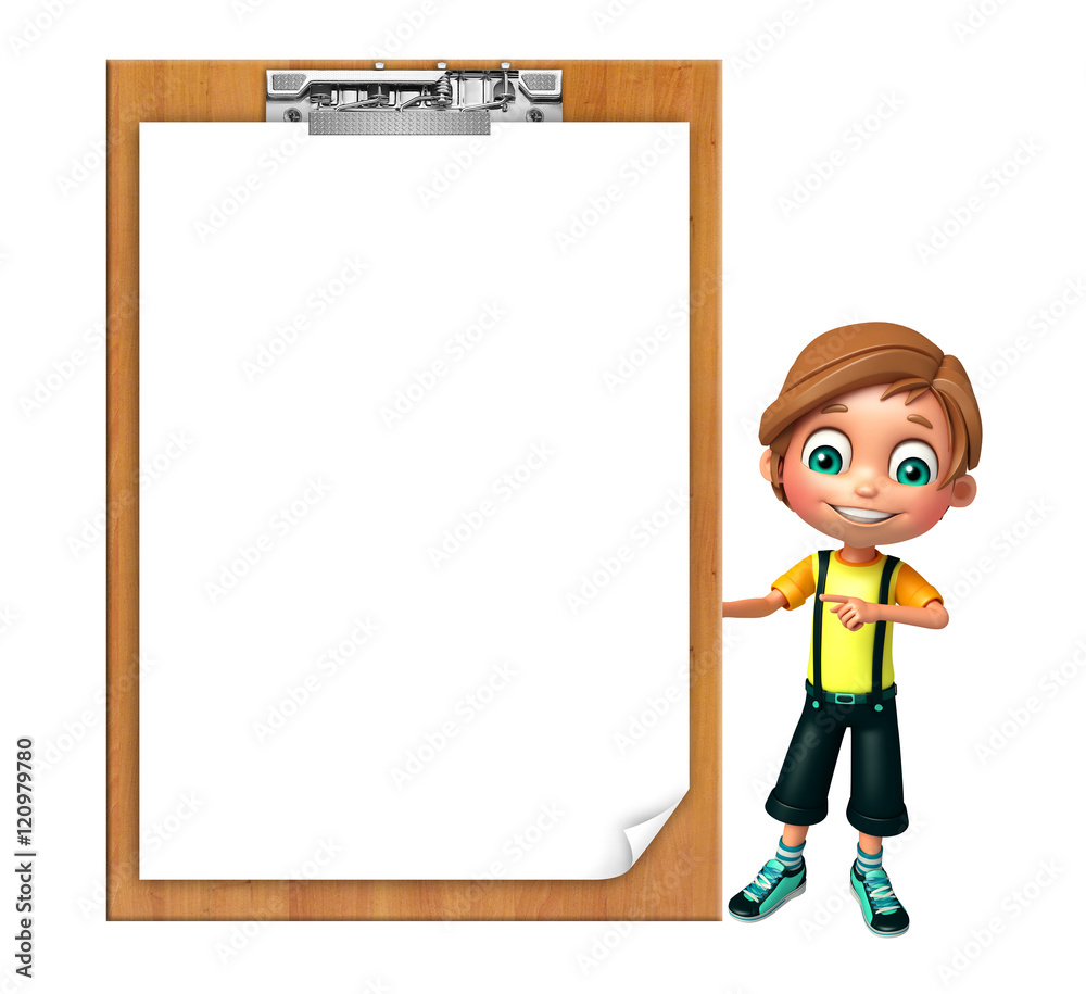 kid boy with Exam pad Stock Illustration | Adobe Stock