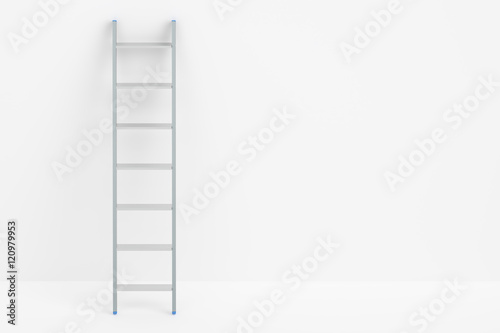 ladder and white wall, 3D rendering photo