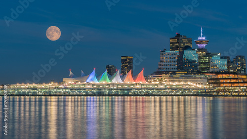 city full moon night,Vancouver BC Canada photo