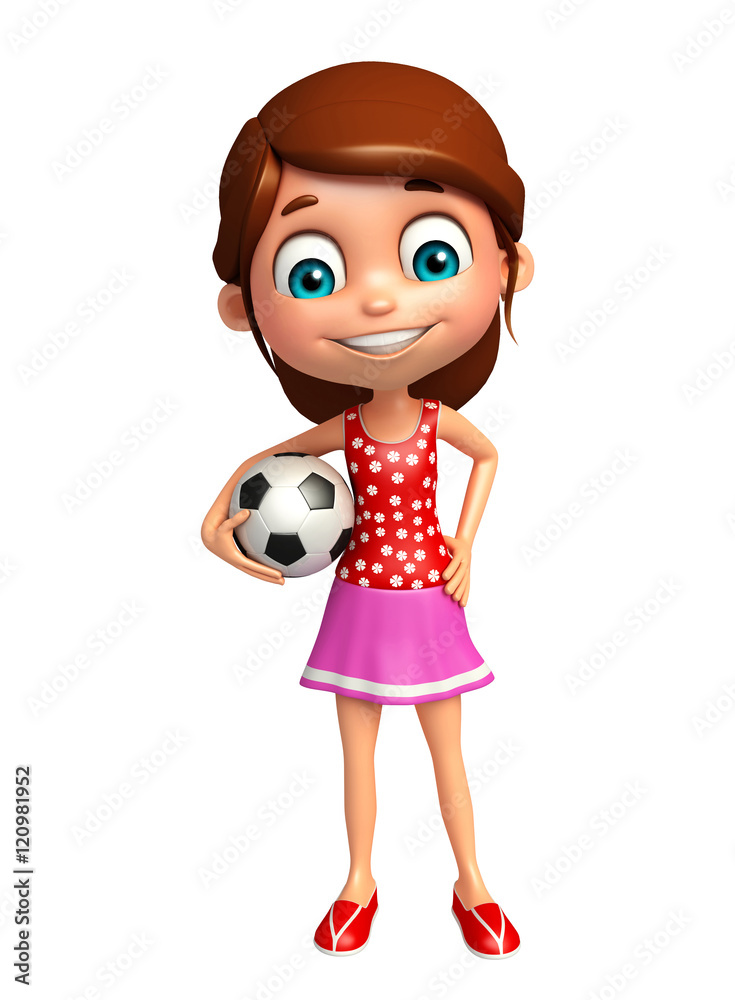 kid girl with Football kid girl with Football