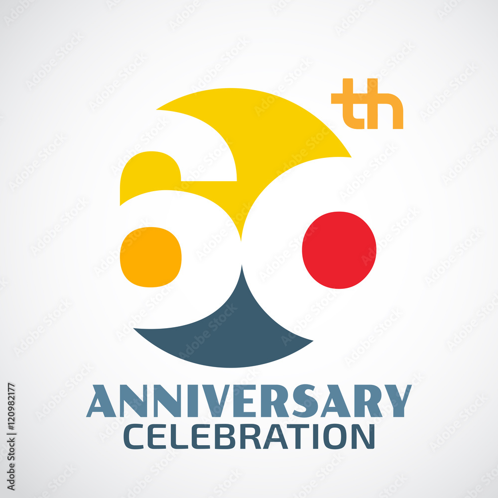 Template Logo 60th anniversary with a circle and the number 60 i - obrazy, fototapety, plakaty 