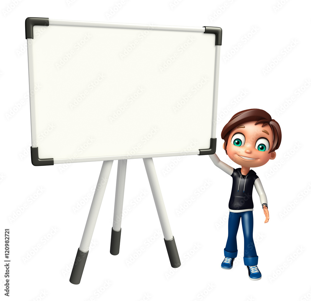 kid boy with Display board