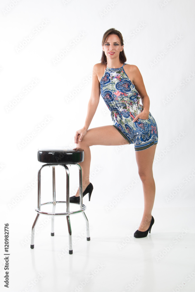Renee black stool and shorts