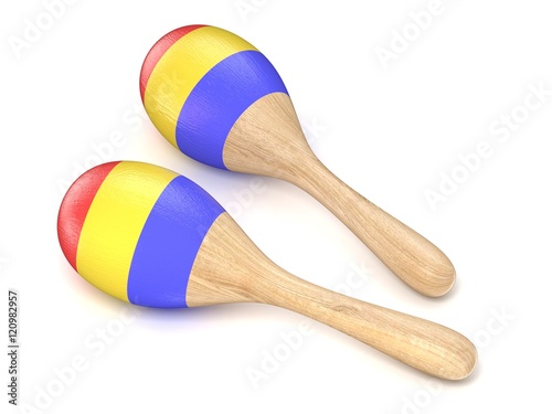 Wooden toy maracas. 3D