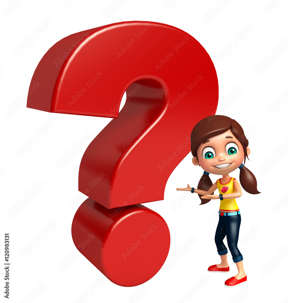 kid girl with Question mark sign kid girl with Question mark sign