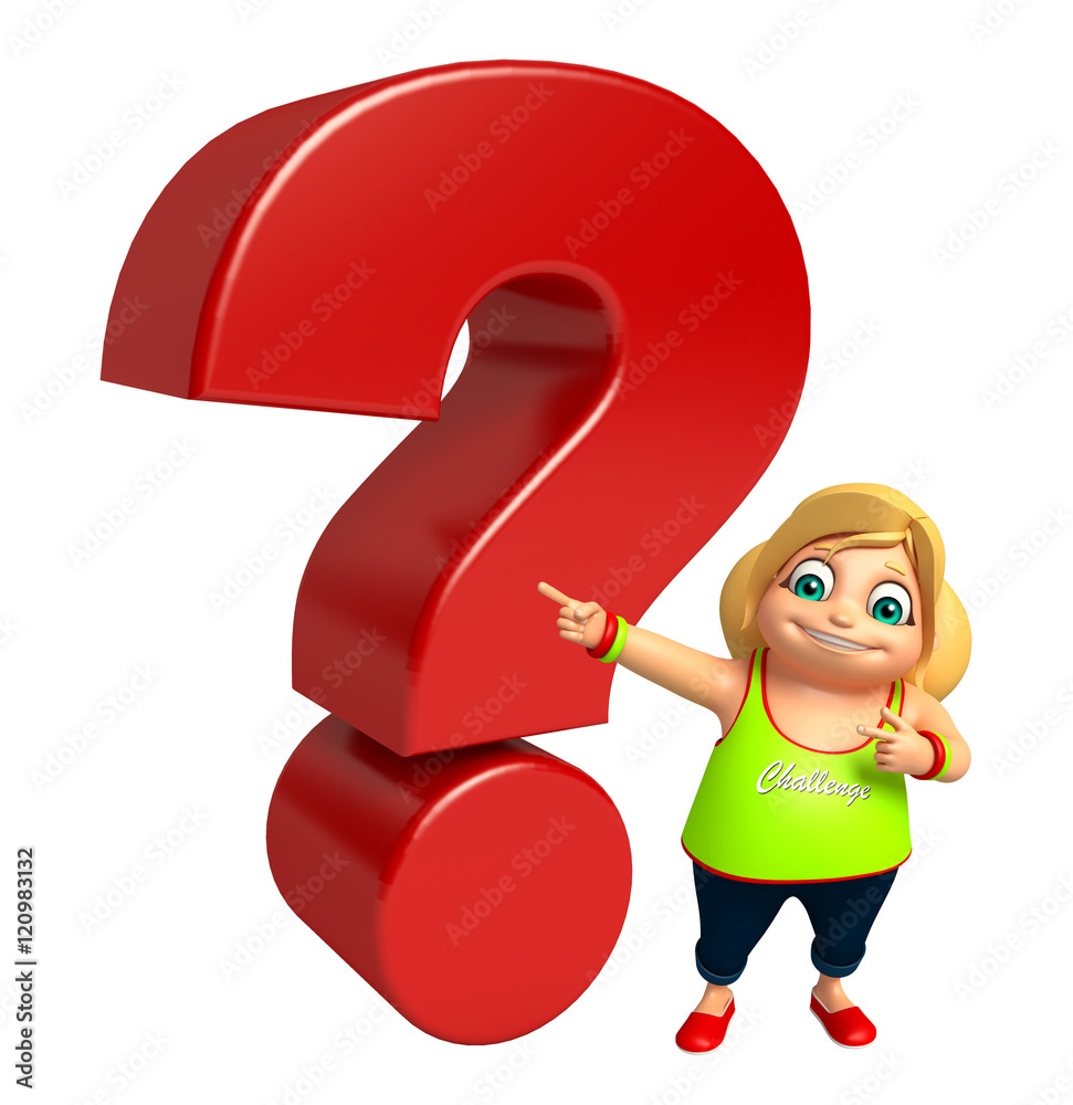 kid girl with Question mark sign