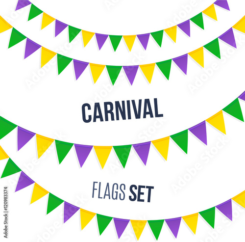 Vector carnival flags set isolated on white background