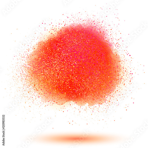 Red powder cloud isolated on white background