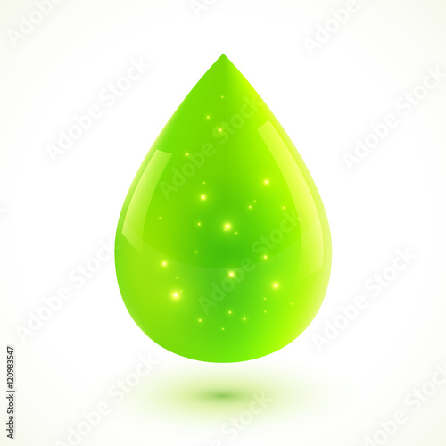 Green liquid isolated vector drop