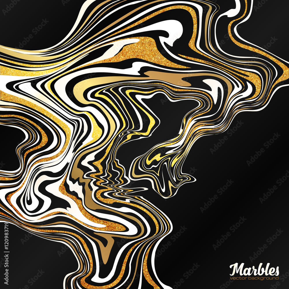 Black, white and gold marble style abstract background