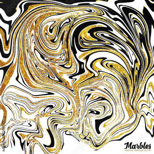 Black, white and golden marble style abstract vector background