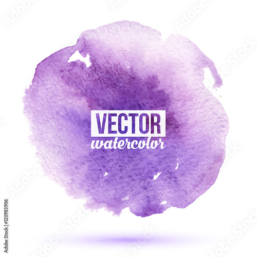 Violet watercolor painted stain abstract background