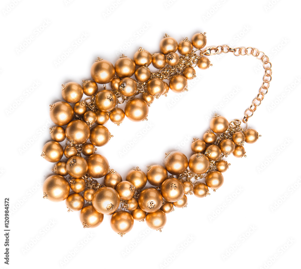 Fashion golden necklace isolated on white Fashion golden necklace isolated on white