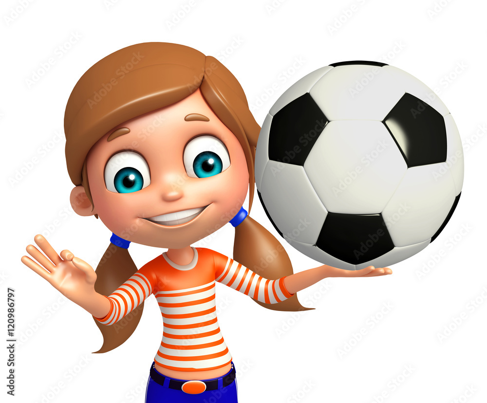 kid girl with Football kid girl with Football