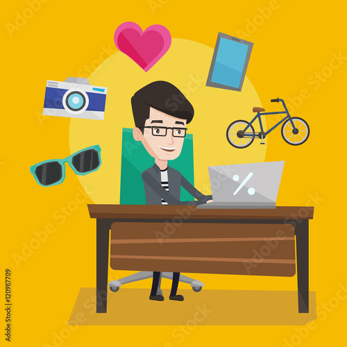 Man shopping online vector illustration