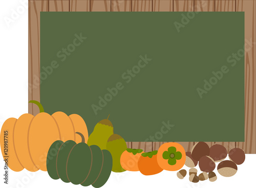  blackboard with autumn vegetables