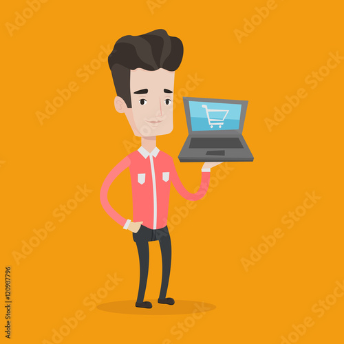 Man shopping online vector illustration.