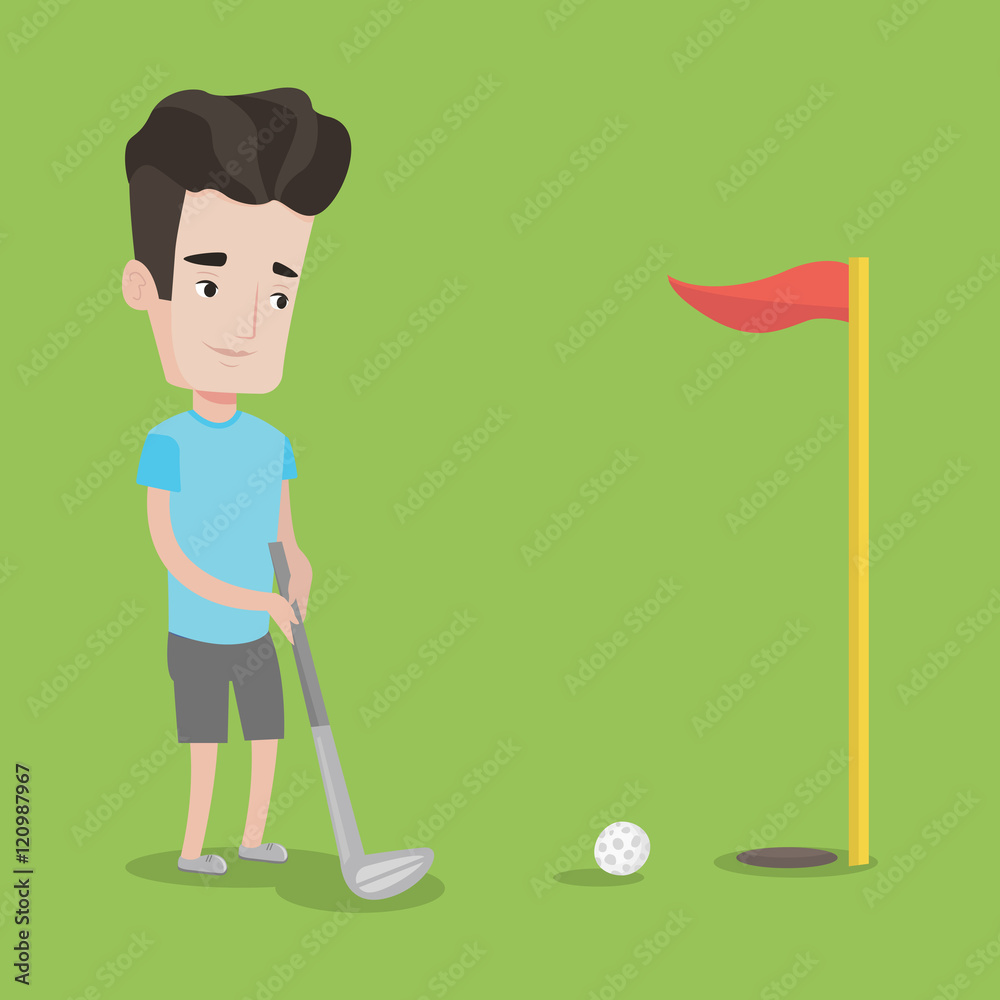 Golfer hitting the ball vector illustration. Golfer hitting the ball vector illustration.