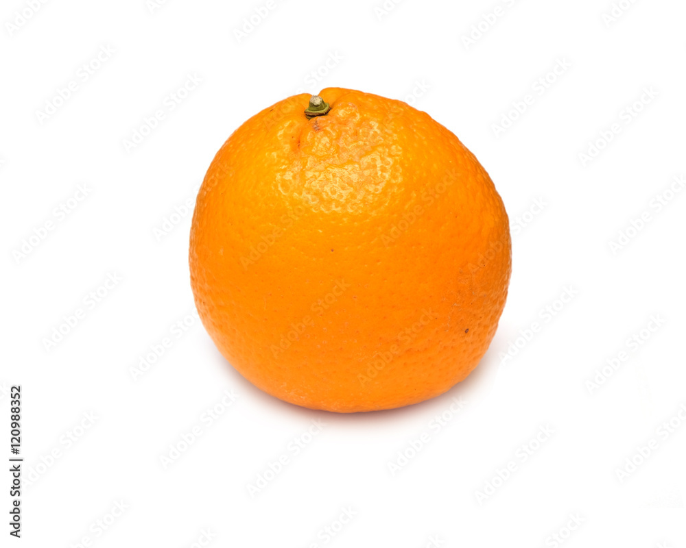 Still-life with ripe orange isolated on white background top view horizontal closeup Still-life with ripe orange isolated on white background top view horizontal closeup
