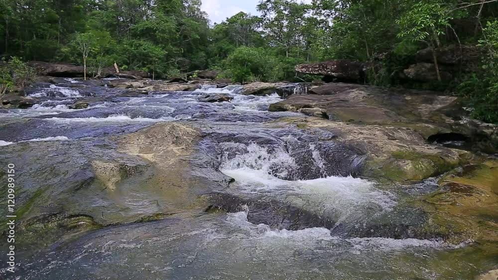 Whitewater flowing over rocks in small river in thailand Whitewater flowing over rocks in small river in thailand
