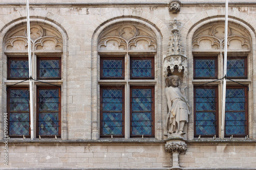 Fragment of the City Hall in Leuven. Belgium