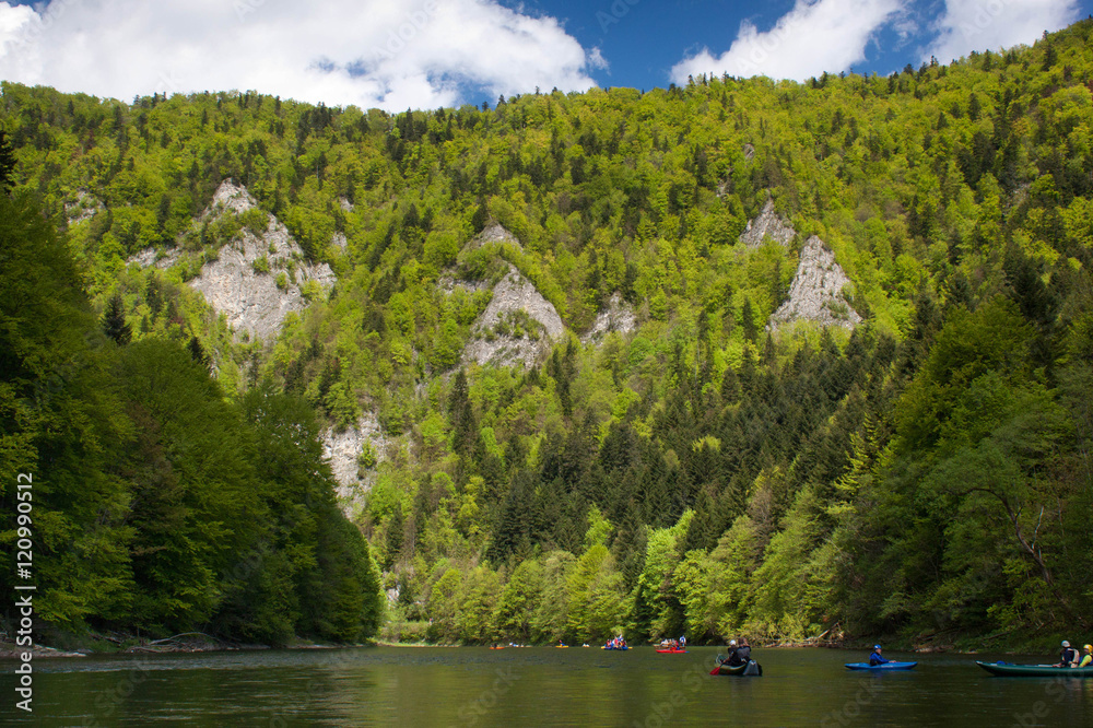 Rafting on the Dunajec in Pieniny National Park in Slovakia and Poland.