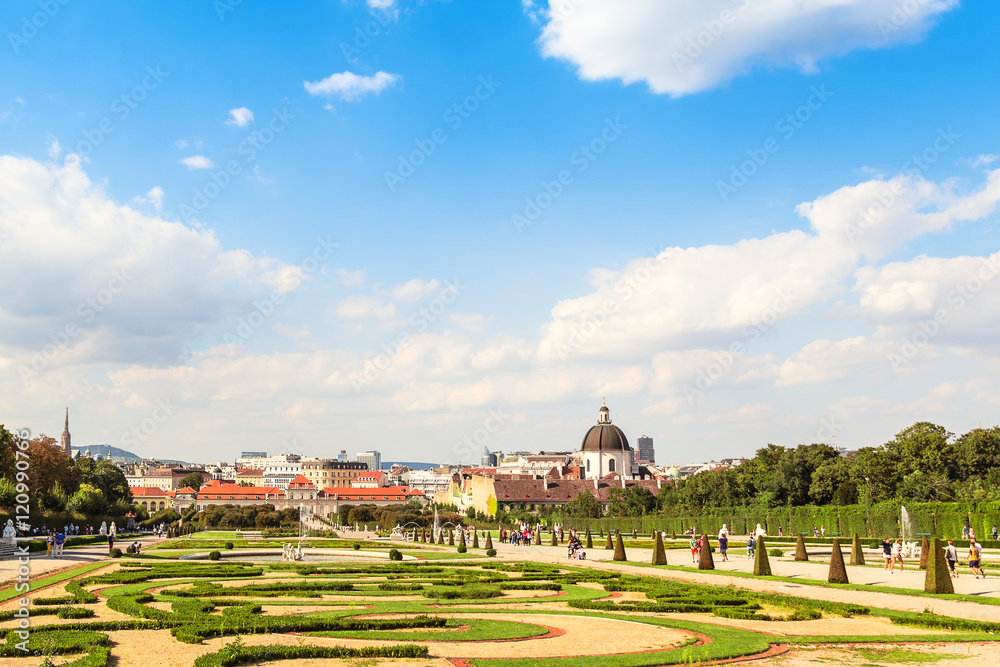 Panoramic view at Belvedere palace, Vienna, Austria Panoramic view at Belvedere palace, Vienna, Austria