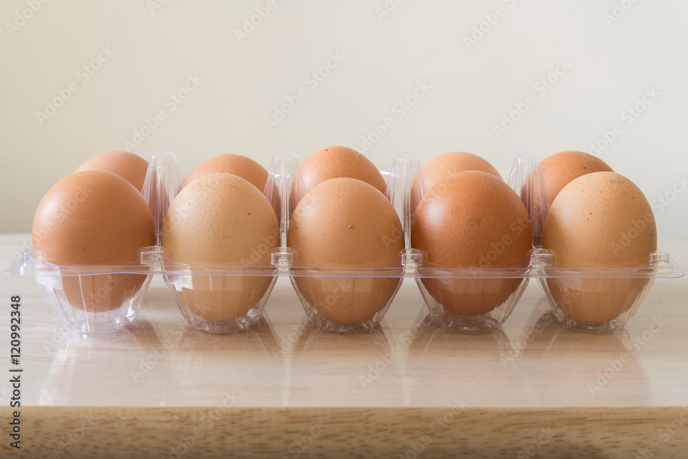 Chicken Eggs in Transparent Plastic Tray Chicken Eggs in Transparent Plastic Tray