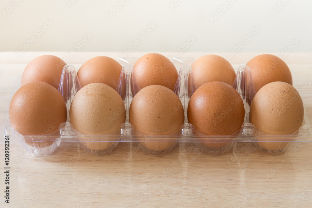 Chicken Eggs in Transparent Plastic Tray Chicken Eggs in Transparent Plastic Tray