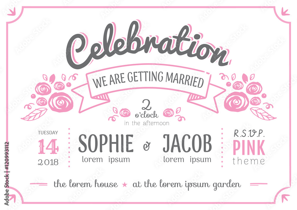 Fototapeta premium Wedding invitation vintage card.