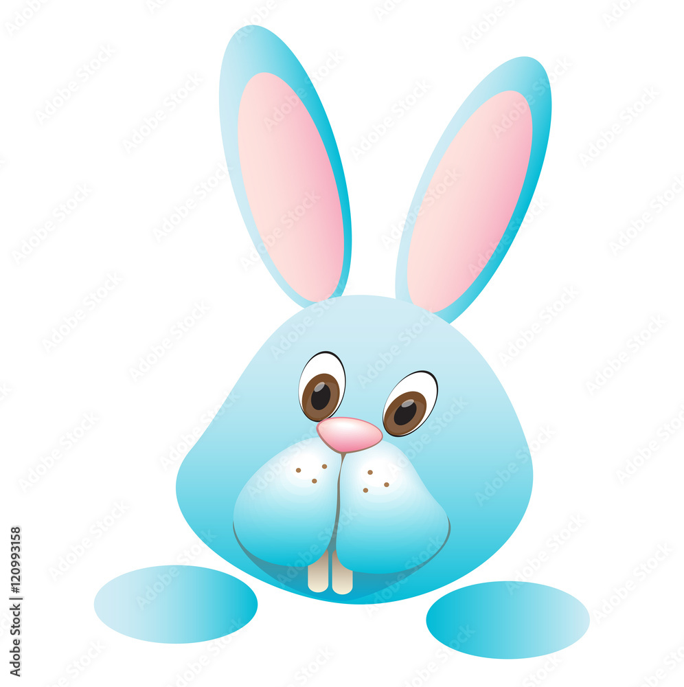 Fototapeta premium Cheerful blue Bunny holding paws of smiles and fun
