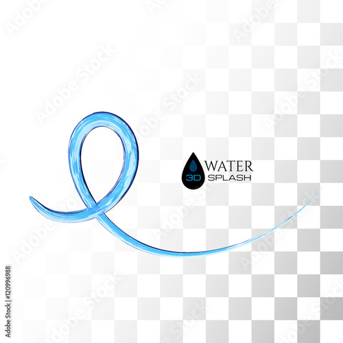 Blue 3D water splash isolated on white