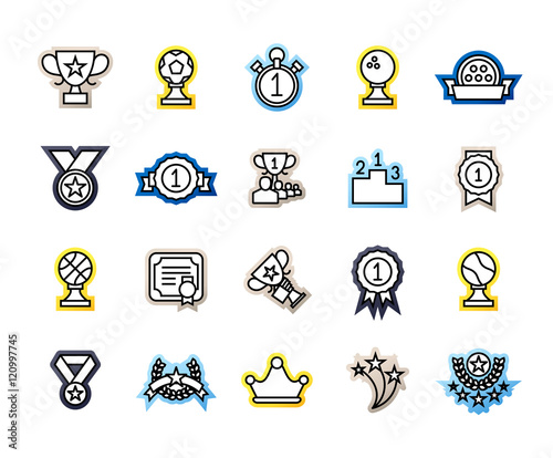 Outline icons thin flat design, modern line stroke style