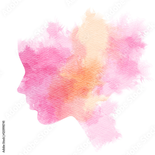 Woman silhouette plus abstract watercolor