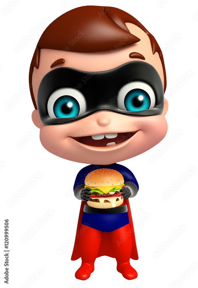cute superbaby with Burger