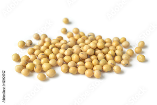 Soybean beans on white background - isolated