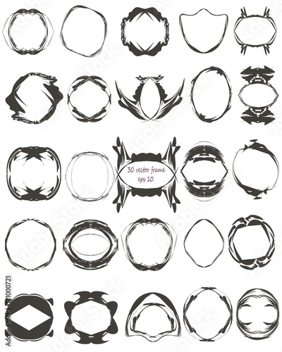 Set of empty retro vintage frames, laurels, badges and stamps