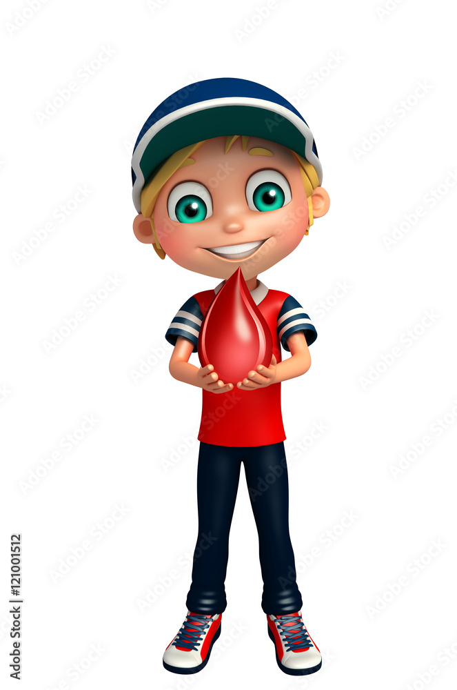 kid boy with blood drop