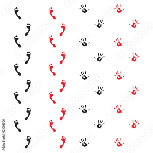 Traces of hands and feet