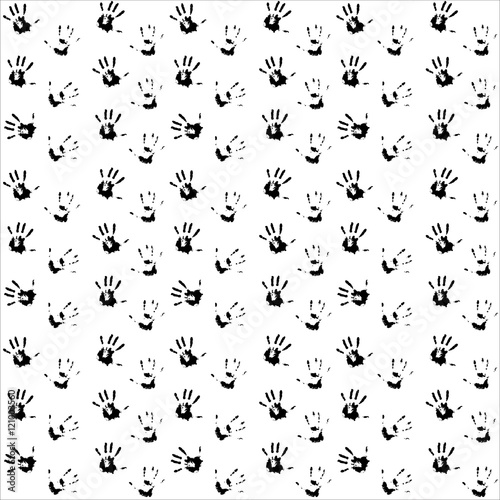 Seamless pattern hand print black