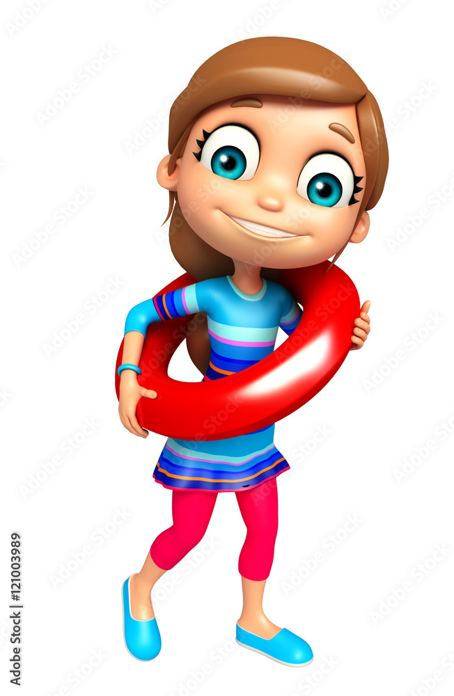 kid girl with Swimming tube