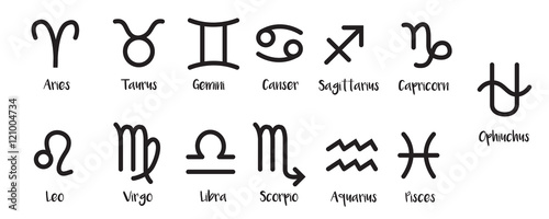 thirteenth signs of the zodiac icon set